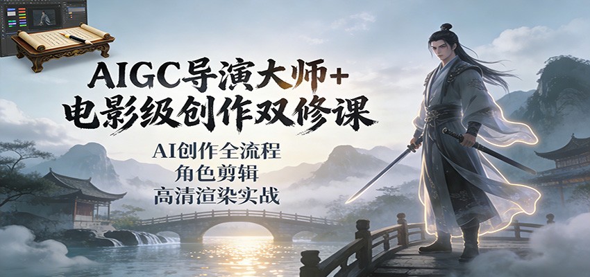 AIGC导演大师+电影级创作双修课：AI创作全流程、角色剪辑、高清渲染实战-黑猫科技云网创