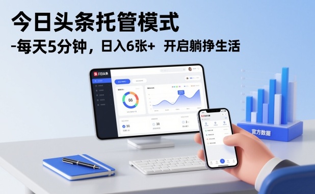 今日头条托管模式，每天5分钟，日入6张+，开启躺挣生活【揭秘】-黑猫科技云网创