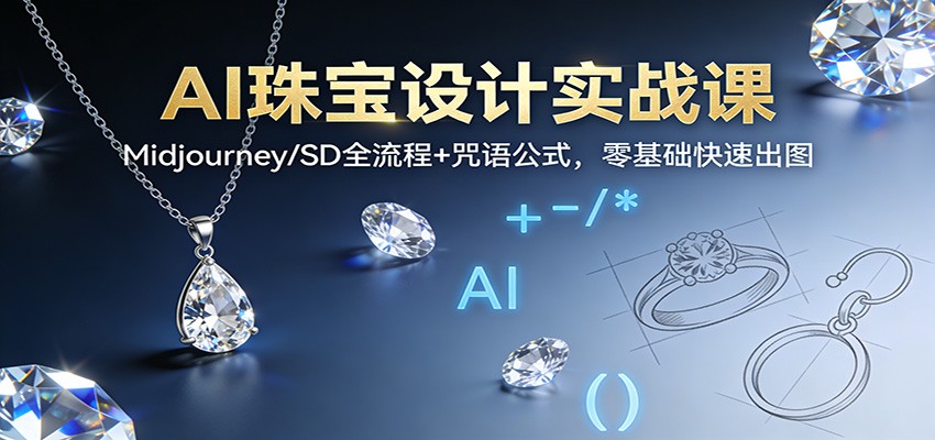AI珠宝设计实战课：Midjourney/SD全流程+咒语公式，零基础快速出图-黑猫科技云网创
