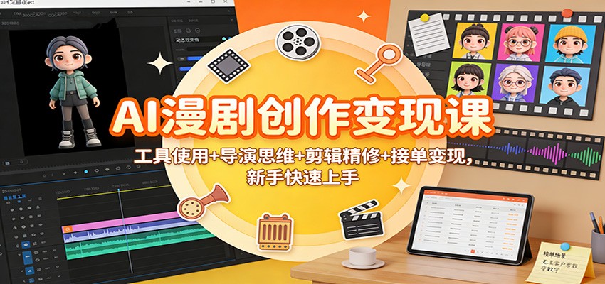 AI漫剧创作变现课：工具使用+导演思维+剪辑精修+接单变现，新手快速上手-黑猫科技云网创