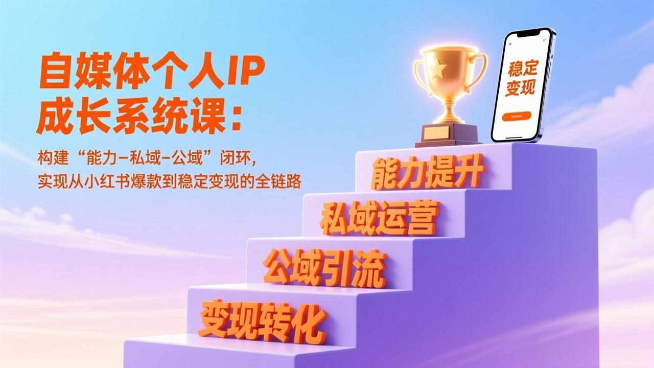 自媒体个人IP成长系统课：构建“能力-私域-公域”闭环，实现从小红书爆款到稳定变现的全链路-黑猫科技云网创