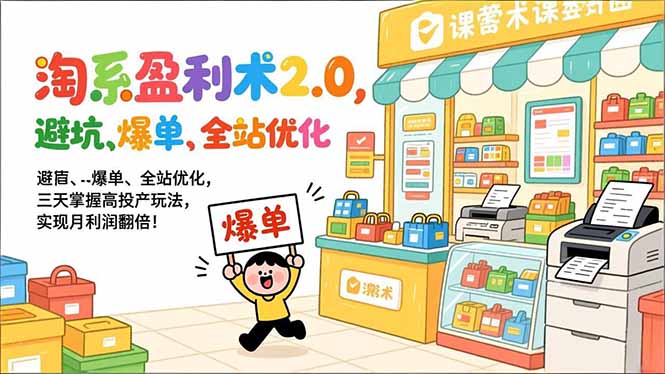 淘系盈利术2.0，避坑、爆单、全站优化，三天掌握高投产玩法，实现月利润翻倍！-黑猫科技云网创