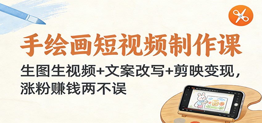 手绘画短视频制作课：生图生视频+文案改写+剪映变现，涨粉赚钱两不误-黑猫科技云网创