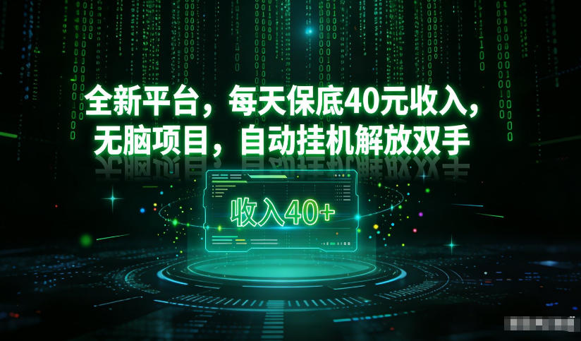 最新看广平台，每天保底30-4米，无脑项目，自动挂G解放双手【揭秘】-黑猫科技云网创
