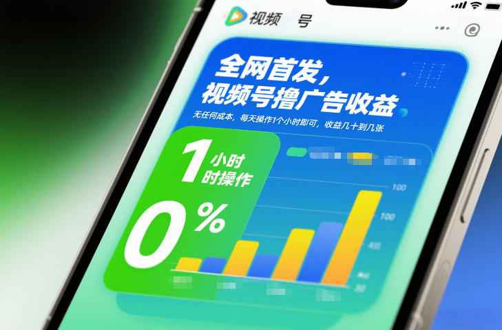 全网首发，视频号撸广告收益，无任何成本，每天操作1个小时即可，收益几十到几张-黑猫科技云网创