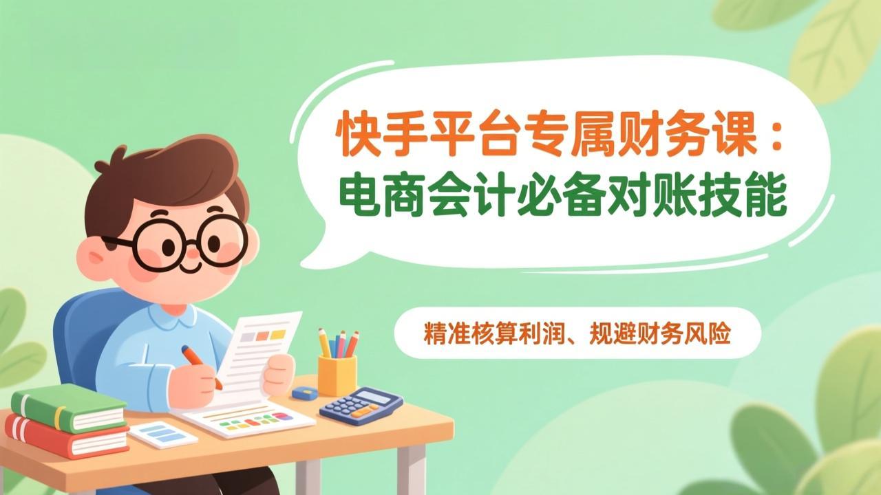 快手平台专属财务课：电商会计必备对账技能，精准核算利润、规避财务风险-黑猫科技云网创