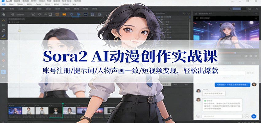 Sora2 AI动漫创作实战课：账号注册/提示词/人物声画一致/短视频变现，轻松出爆款-黑猫科技云网创