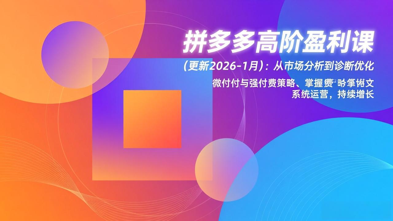 拼多多高阶盈利课(更新2026-1月-黑猫科技云网创
