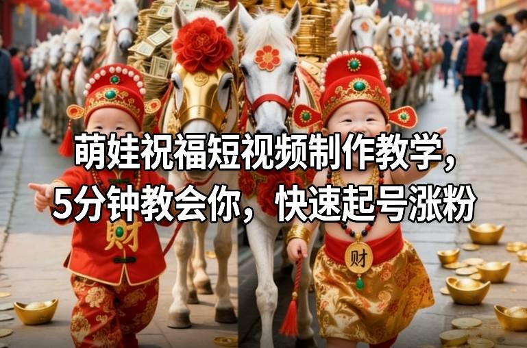 萌娃祝福短视频制作教学，5分钟教会你，快速起号涨粉-黑猫科技云网创