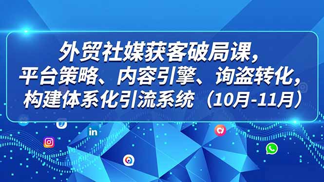 外贸 社媒获客破局课，平台策略、内容引擎、询盘转化，构建体系化引流系统(10月-11月-黑猫科技云网创