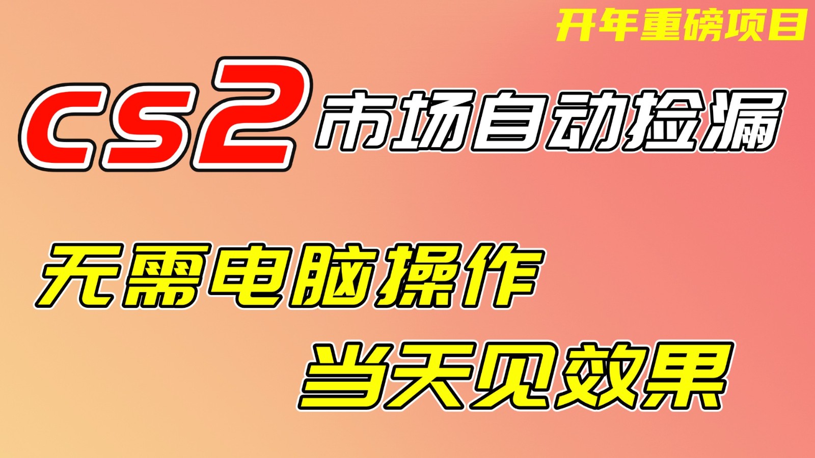 CS2市场挂机项，无需电脑操作，无需进入游戏，当天见效果，支持任何形式验证-黑猫科技云网创