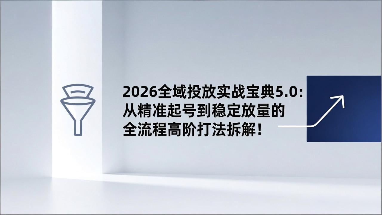 2026全域投放实战宝典5.0：从精准起号到稳定放量的全流程高阶打法拆解！-黑猫科技云网创