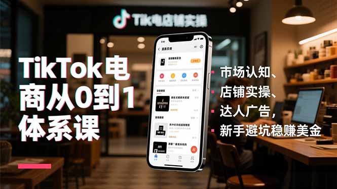 TikTok电商从0到1体系课，市场认知、店铺实操、达人广告，新手避坑稳赚美金-黑猫科技云网创