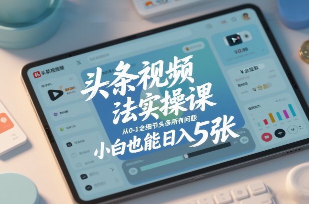 头条视频玩法实操课，从0-1全细节头条所有问题，小白也能日入5张-黑猫科技云网创