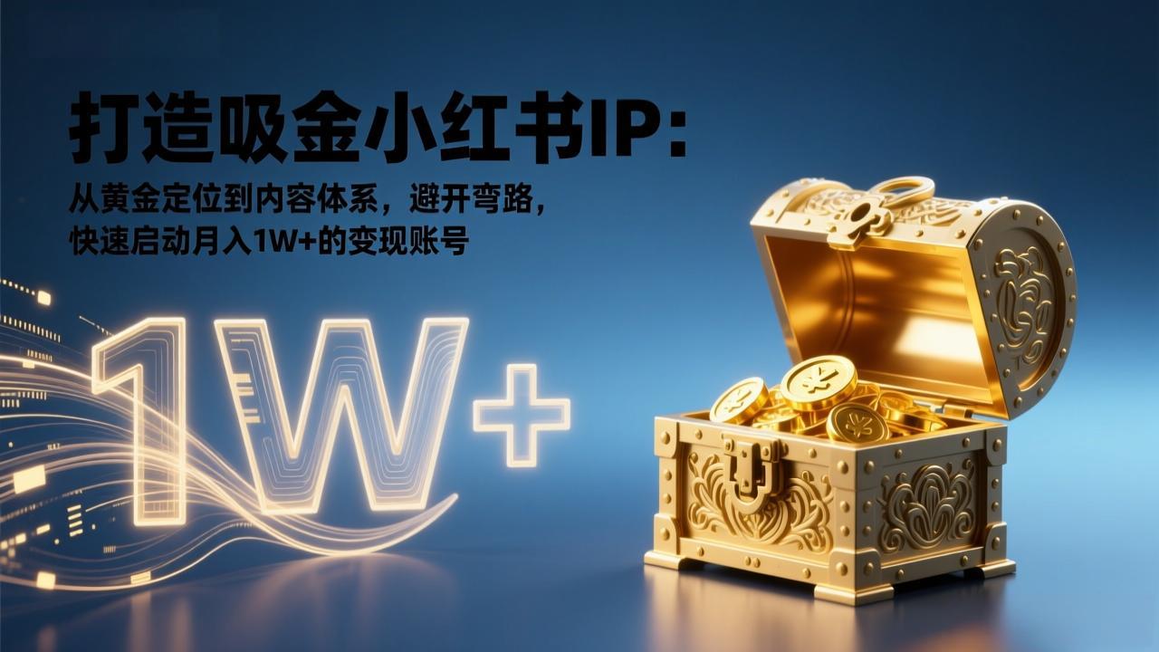 打造吸金小红书IP：从黄金定位到内容体系，避开弯路，快速启动月入1W+的变现账号-黑猫科技云网创