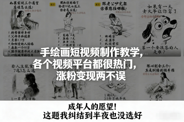 手绘画短视频制作教学，各个视频平台都很热门，涨粉变现两不误-黑猫科技云网创