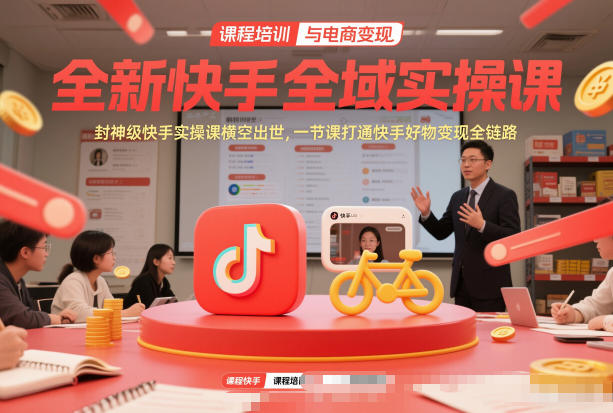 全新快手全域实操课，封神级快手实操课横空出世，一节课打通快手好物变现全链路-黑猫科技云网创