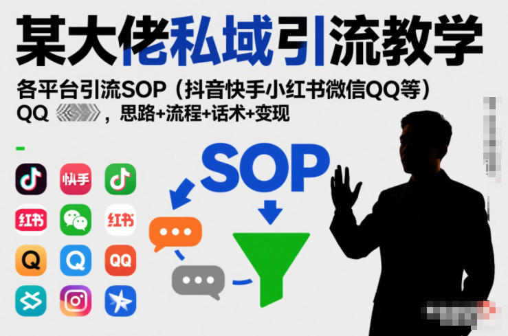 某大佬私域引流教学，各平台引流SOP(抖音快手小红书微信QQ等)，思路+流程+话术+变现-黑猫科技云网创