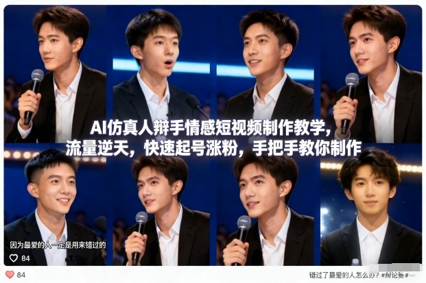 AI仿真人辩手情感短视频制作教学，流量逆天，快速起号涨粉，手把手教你制作-黑猫科技云网创