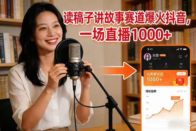 读稿子讲故事赛道爆火抖音，一场直播日入1000+-黑猫科技云网创