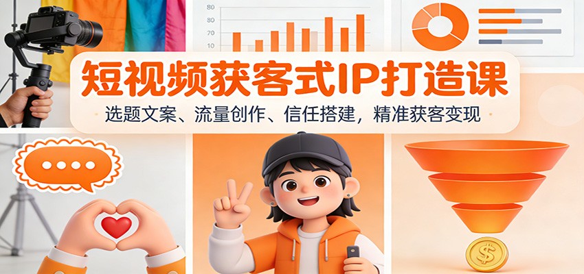 短视频获客式IP打造课：选题文案、流量创作、信任搭建，精准获客变现-黑猫科技云网创