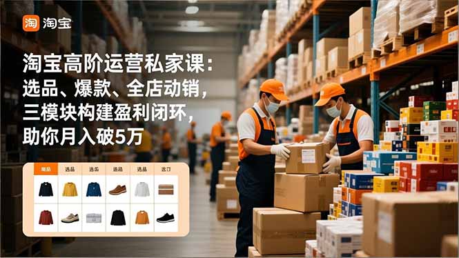 淘宝高阶运营私家课：选品、爆款、全店动销，三模块构建盈利闭环，助你月入破5万(更新12月-黑猫科技云网创