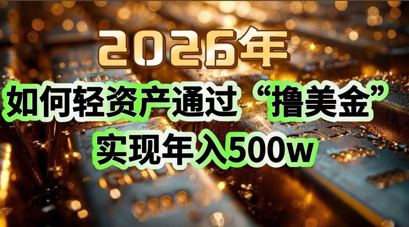 2026年如何轻资产通过“撸美金”实现年入500w-黑猫科技云网创