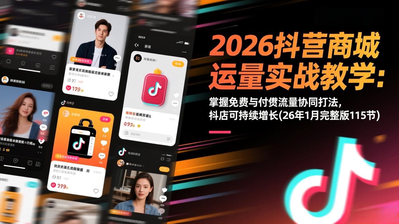 2026抖音商城运营实战教学：掌握免费与付费流量协同打法，抖店可持续增长(26年1月完整版115节-黑猫科技云网创