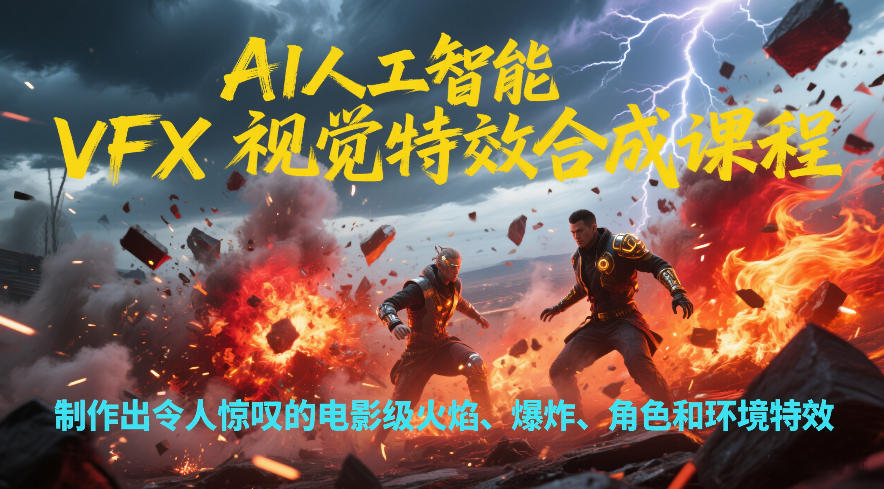 AI人工智能VFX视觉特效合成课程，制作出令人惊叹的电影级火焰、爆炸、角色和环境特效-黑猫科技云网创