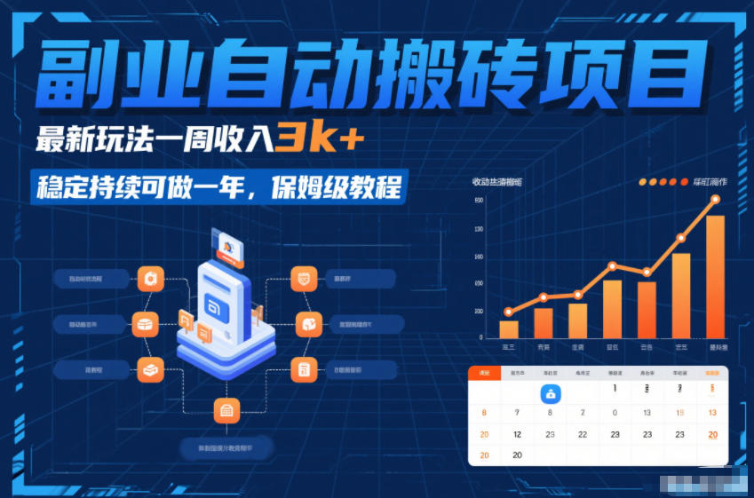 副业自动搬砖项目，最新玩法一周收入3k+，稳定持续可做一年，保姆级教程【揭秘】-黑猫科技云网创