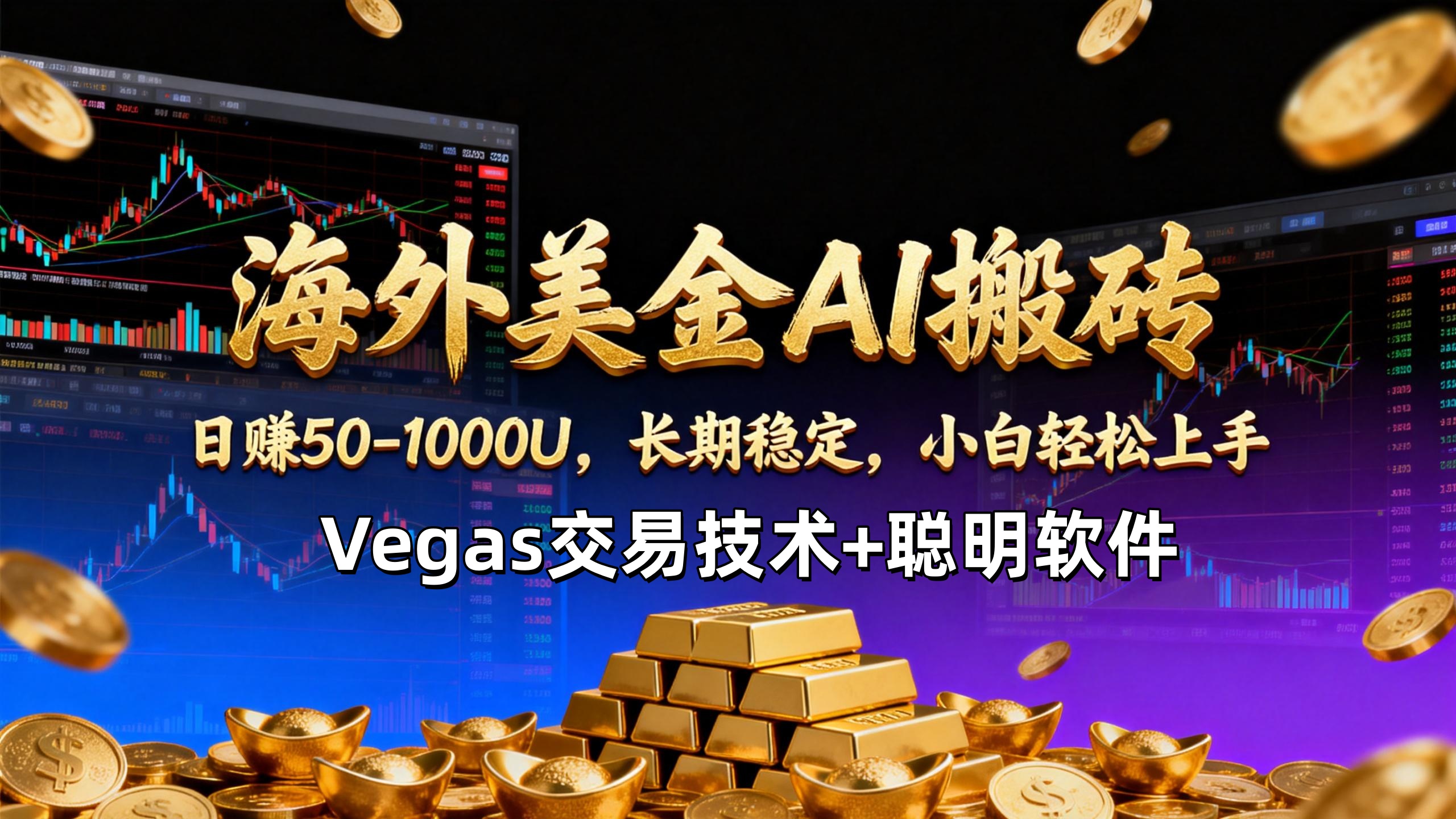 【海外美金AI搬砖】Vegas交易技术+聪明软件，日赚50-1000U，长期稳定，小白轻松上手。-黑猫科技云网创