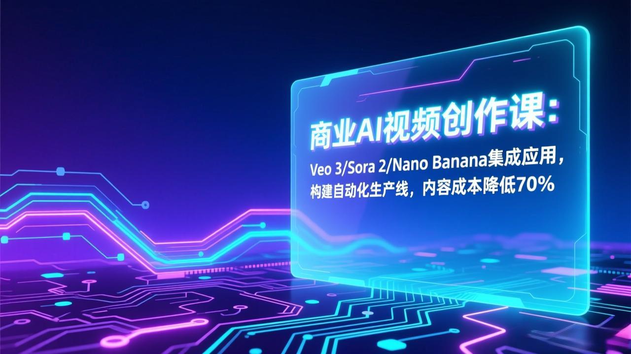 商业AI视频创作课：Veo 3/Sora 2/Nano Banana集成应用，构建自动化生产线，内容成本降低70%-黑猫科技云网创