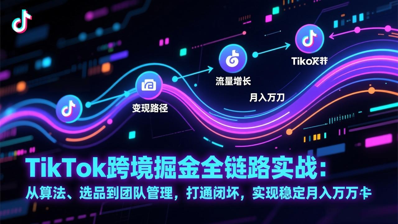 TikTok跨境掘金全链路实战：从算法、选品到团队管理，打通闭环，实现稳定月入万刀-黑猫科技云网创