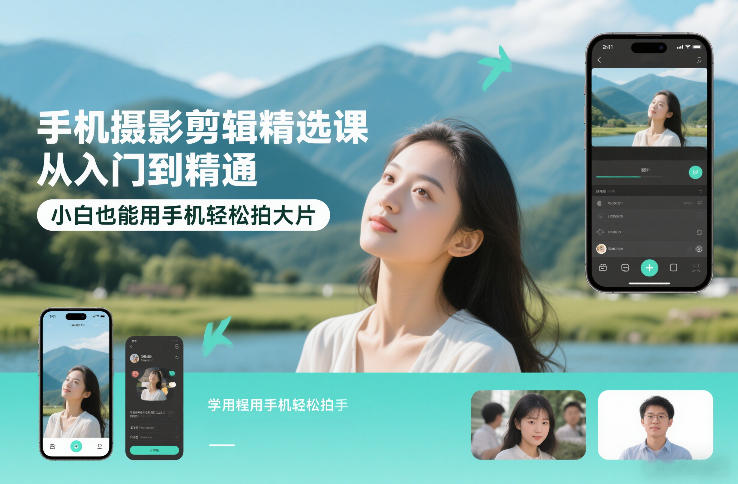 手机摄影剪辑精选课，从入门到精通，小白也能用手机轻松拍大片-黑猫科技云网创