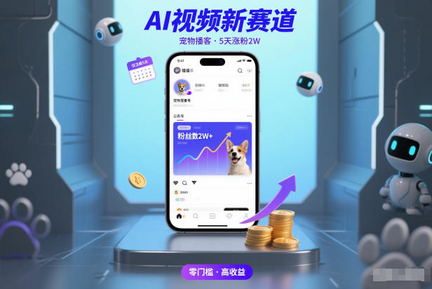 AI视频新赛道，宠物播客仅注册5天涨粉2W，收益非常可观-黑猫科技云网创