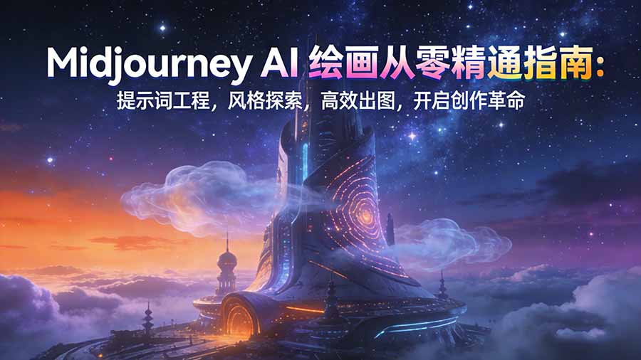 Midjourney AI绘画从零精通指南：提示词工程，风格探索，高效出图，开启创作革命-黑猫科技云网创