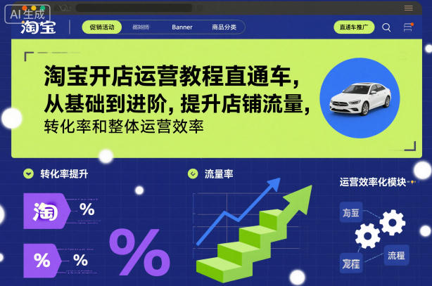 淘宝开店运营教程直通车，从基础到进阶，提升店铺流量，转化率和整体运营效率(更新26年1月)-黑猫科技云网创