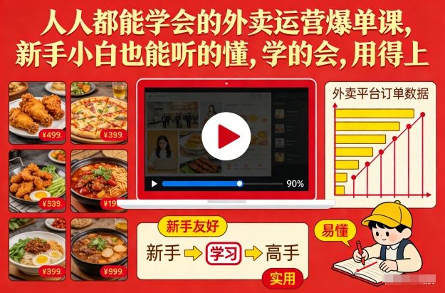 人人都能学会的外卖运营爆单课，新手小白也能听的懂，学的会，用得上-黑猫科技云网创