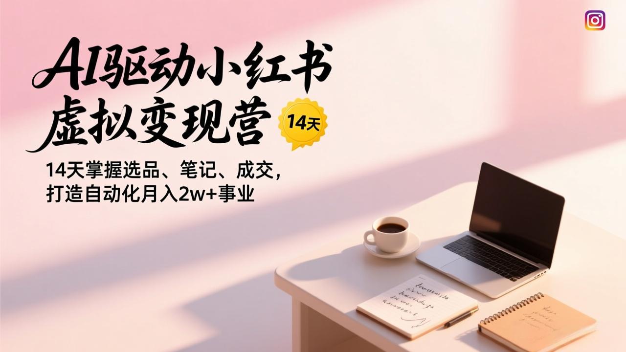AI驱动小红书虚拟变现营，14天掌握选品、笔记、成交，打造自动化月入2w+事业-黑猫科技云网创