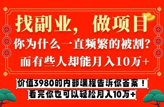 价值3980的网创内部课程，告诉你互联网创业月入10个W的秘密【揭秘】-黑猫科技云网创
