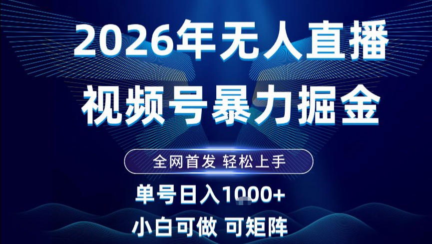 2026最新视频号无人直播掘金，全网首发，小白可以玩，长期稳定日入1k+【揭秘】-黑猫科技云网创