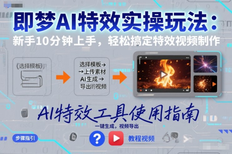 即梦AI特效实操玩法：新手10分钟上手，轻松搞定特效视频制作-黑猫科技云网创