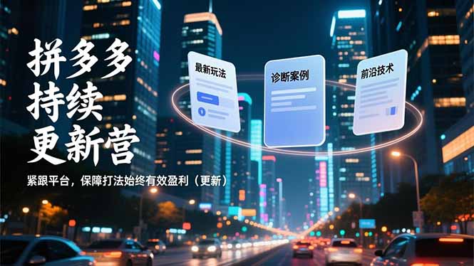 拼多多持续更新营，最新玩法、诊断案例、前沿技术，紧跟平台，保障打法始终有效盈利(更新-黑猫科技云网创