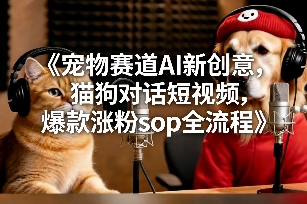 宠物赛道AI新创意，猫狗对话短视频，爆款涨粉sop全流程-黑猫科技云网创