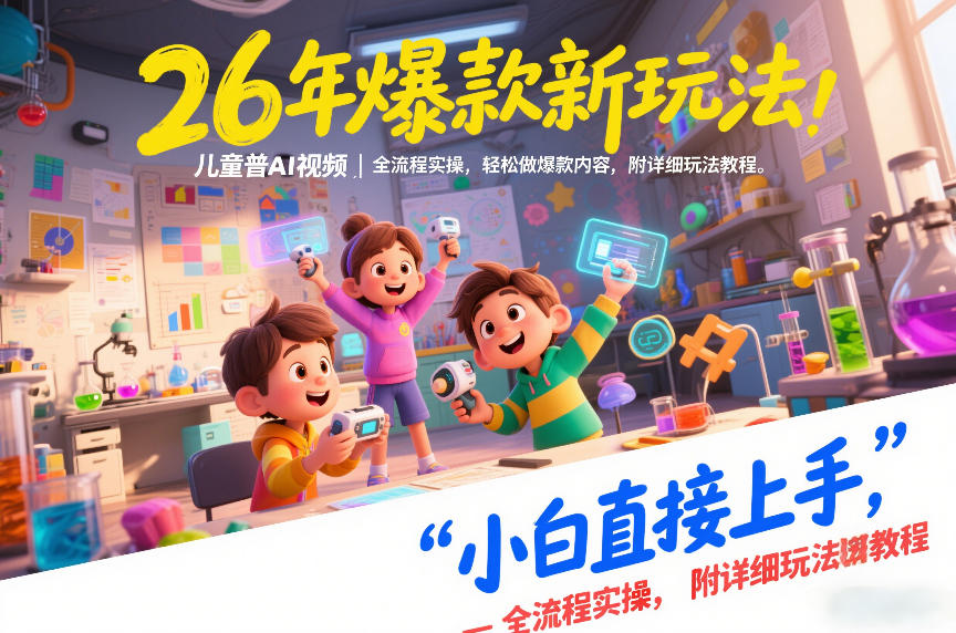26年爆款新玩法，儿童科普AI视频，全流程实操，轻松做爆款内容，小白直接上手，附详细玩法教程-黑猫科技云网创