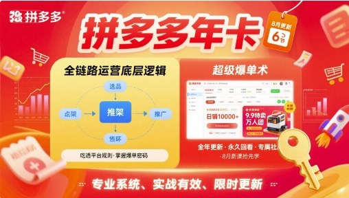 拼多多年卡，拼多多全链路运营底层逻辑，超级爆单术【更新26年1月】-黑猫科技云网创