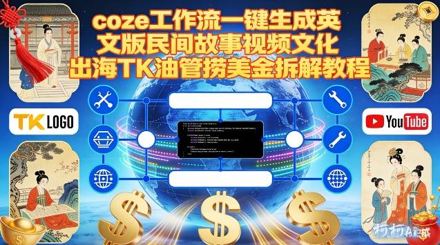 Coze扣子工作流一键生成英文版民间故事视频，文化出海TK油管捞美金拆解教程-黑猫科技云网创