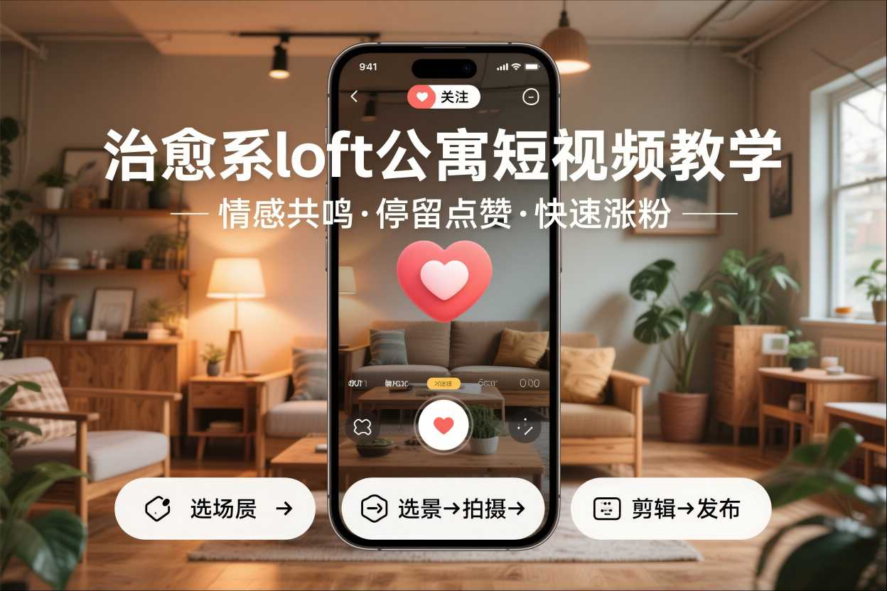 治愈系loft公寓短视频制作教学，情感共鸣引停留点赞关注，快速起号涨粉-黑猫科技云网创