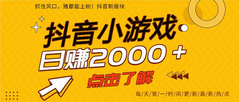 2025年爆火的抖音小游戏项目，一部手机日入2000+-黑猫科技云网创