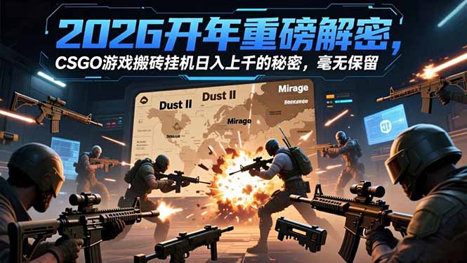 2026开年重磅解密，CSGO游戏搬砖挂机日入上千的秘密，毫无保留-黑猫科技云网创